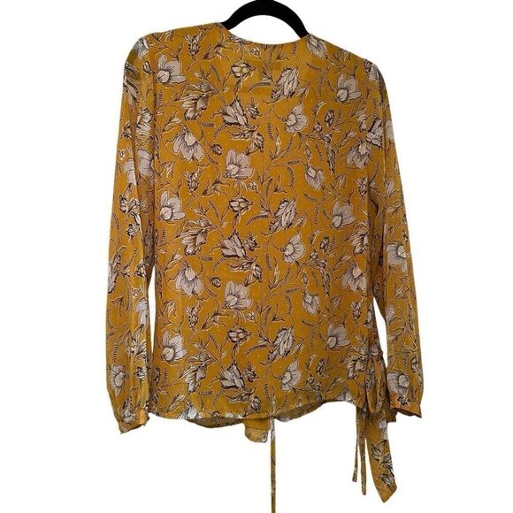 Banana Republic golden floral yellow wrap blouse - Picture 2 of 7